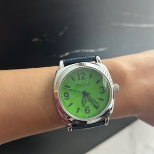 Joan Rivers Classics Green and Blue Genuine Italian Leather Watch